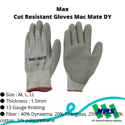 TRUSCO 448-7401 Cut Resistant Gloves "Mac Mate DY"