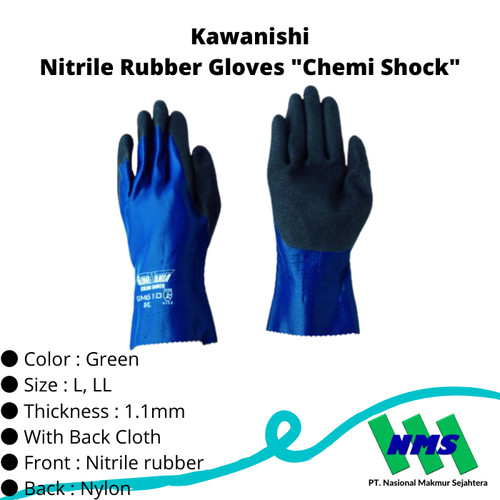 TRUSCO 779-7273 Nitrile Rubber Gloves "Chemi Shock"