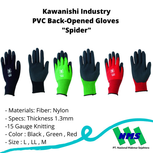 TRUSCO 779-7435 PVC Back-Opened Gloves "Spider"