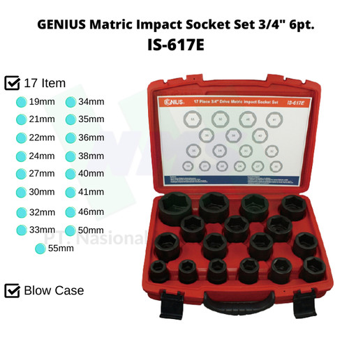 GENIUS Matric Impact Socket Set 3/4" 6pt. IS-617E