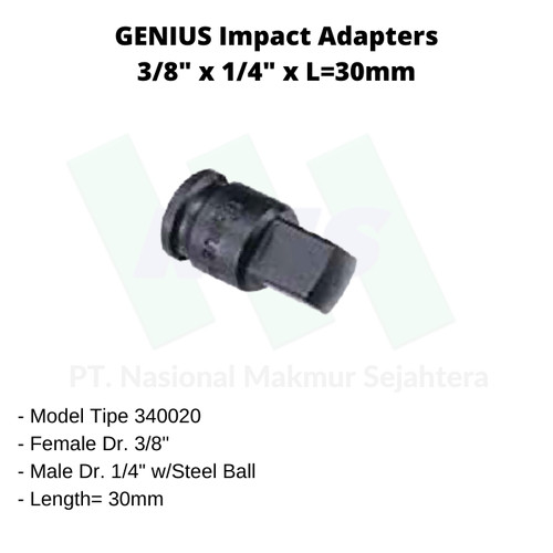 Impact Adapters 3/8" F x 1/4" M x L=30mm GENIUS