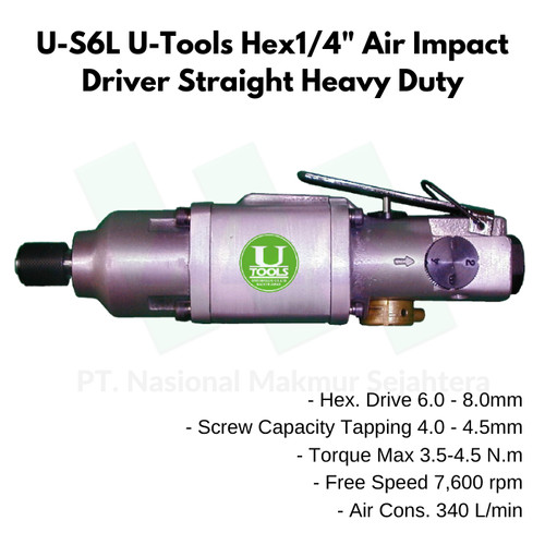 U-S6L U-Tools Hex1/4" Air Impact Driver Straight Heavy Duty