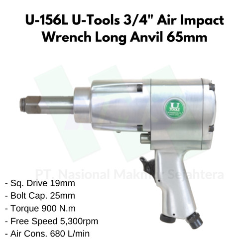 U-156L U-Tools 3/4" Air Impact Wrench Long Anvil 65mm