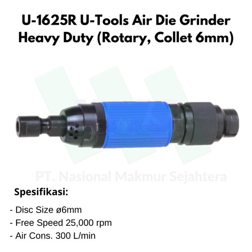 U-1625R U-Tools Air Die Grinder Heavy Duty (Rotary, Collet 6mm)