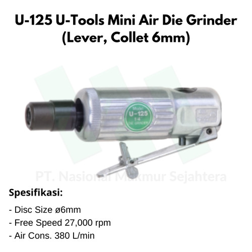 U-125 U-Tools Mini Air Die Grinder (Lever, Collet 6mm)