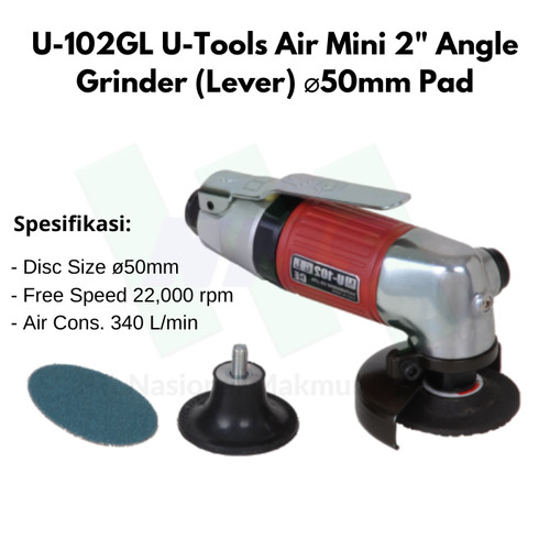 U-102GL U-Tools Air Mini 2" Angle Grinder (Lever) ⌀50mm Pad