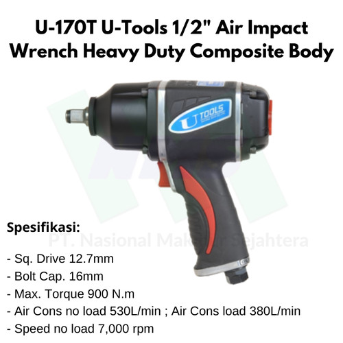 U-170T U-Tools 1/2" Air Impact Wrench Heavy Duty Composite Body