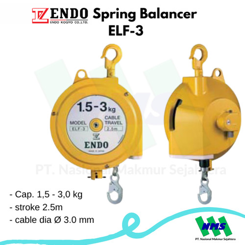 Spring Balancer Cap. 1.5-3kg stroke 2.5m ENDO ELF-3