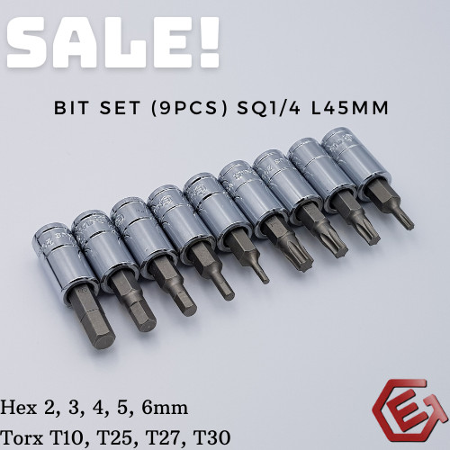 PROMO Bit Set Sq1/4" L45mm (9pcs) Genius Tools