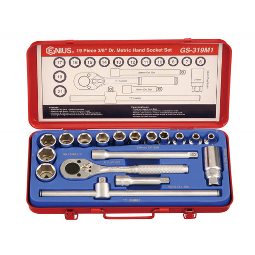 Socket Set 6pt. SQ3/8" Genius GS-318M1 (GS-319M1 before) 18 pcs/set