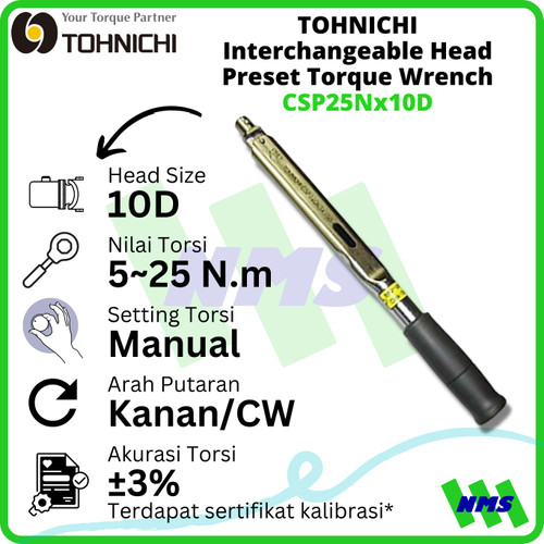 Kunci Torsi CSP25Nx10D 5-25Nm TOHNIHCI Interchangeable Torque Wrench