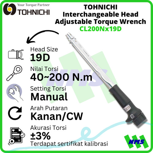 Kunci Torsi CL200Nx19D TOHNICHI Interchangeable Torque Wrench