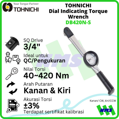 Kunci Torsi DB420N-S 420Nm 3/4" TOHNICHI Dial Indicating Torque Wrench