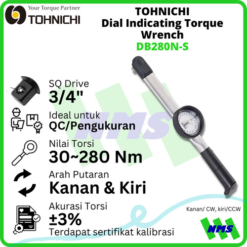 Kunci Torsi DB280N-S 280Nm 3/4" TOHNICHI Dial Indicating Torque Wrench