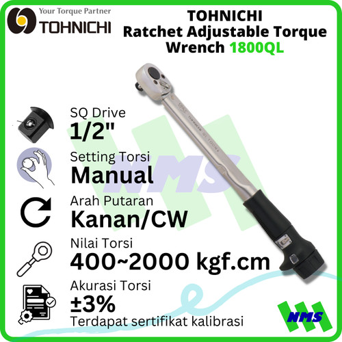 Kunci Torsi 1800QL 1/2" 400 - 2.000 Kgf TOHNICHI Torque Wrench