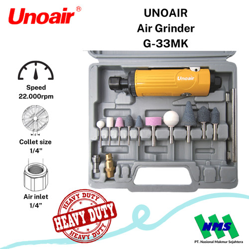 Gerinda Tangan Angin (1 Set) Mini Die Grinder Kit UNOAIR G-33MK