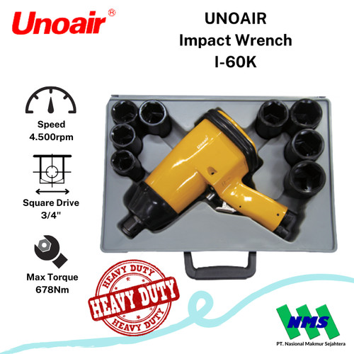 Pembuka Baut Angin 3/4 inch Impact Wrenches UNOAIR I-60K