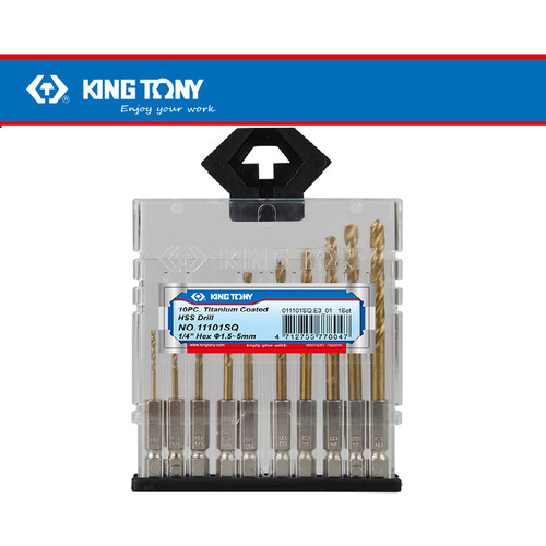 MATA BOR TITANIUM 10PC1/4"COATED HSS DRILL BITS - KINGTONY - 011101SQ