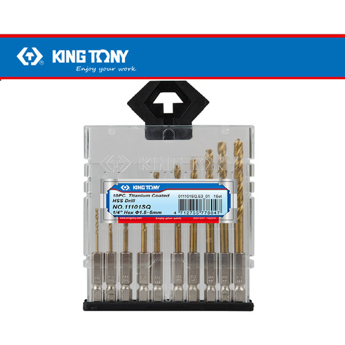 MATA BOR -10PC1/4" TITANIUM COATED HSS DRILL BITS KING TONY - 011101SQ