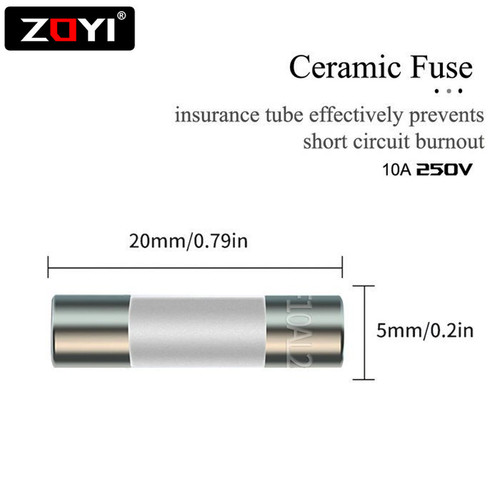 ZOYI Fuse Keramik Fuse For Multimeter Instrument 10A 5mm x 20mm 250V