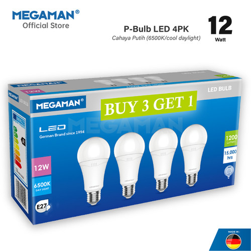 3 Get 1 Lampu LED Bulb 12 Watt Megaman YTA60Z2 4PK