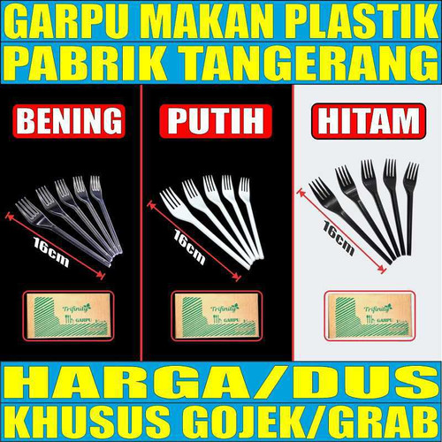 Garpu Makan Plastik Tft Panjang Kuat Tebal Bening Hitam Putih Dus Gjk