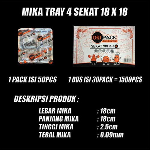 Mika Tray 18s4 sekat4 n 20s5 sekat5 n 20s7 Sekat7 Dus utk Kotak Nasi Gjk