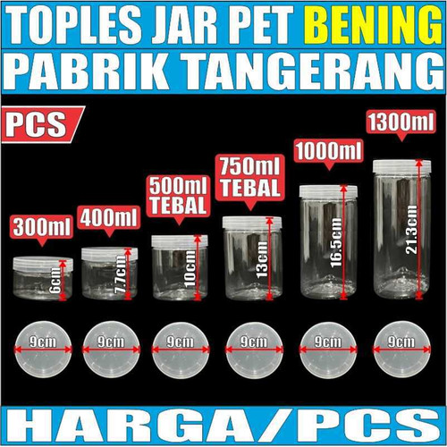 Toples Plastik Jar Silinder Bening Pet Per Pcs Tempat Kue Kering Murah