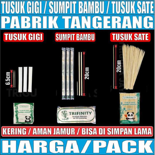 Sumpit Bambu Trifinity + Tusuk Gigi Higienis + Tusuk Sate Bambu Pack