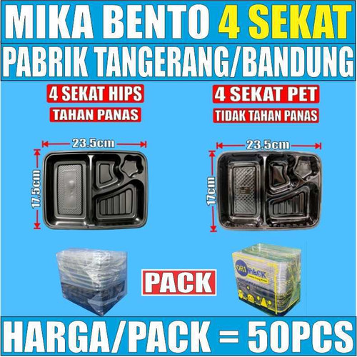 Mika Bento Bintang 4Sekat / Mika Bento 5 Sekat Per Pack