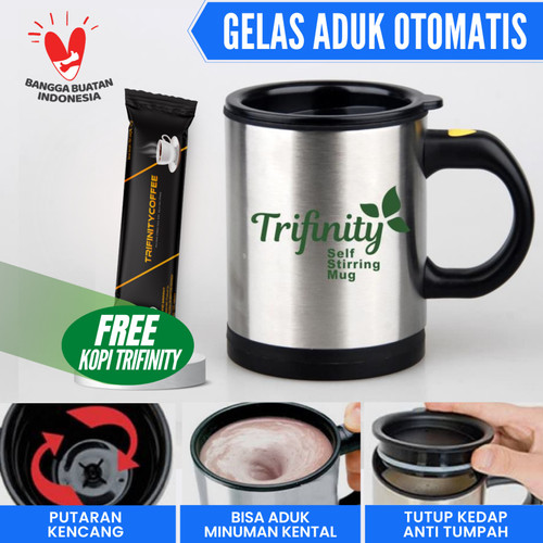 Gelas Pengaduk Otomatis Kopi Self Stirring Mug Coffee