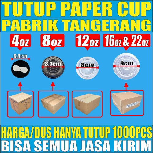 Tutup Paper Cup 4oz 8oz 12oz 16oz 22oz Hanya Tutup Dus Semua js Krm