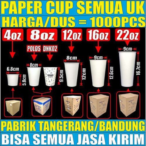 Paper Cup 8oz Hot 4oz 12oz 16oz 22oz Hot n Cold Per Dus js Krm