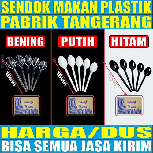 Sendok Makan Plastik Panjang Kuat Bening atau Hitam atau Putih Dus js Krm