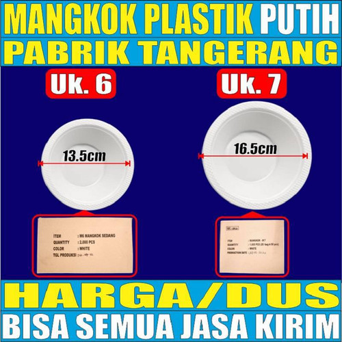 Mangkok Plastik Putih M5 Kecil n M6 Sedang n M7 Besar Dus js Krm