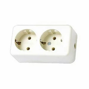 Gebro Stop Kontak Arde 2 Lubang Outbow / Socket Outlet Jerman / Terminal Tempel OB